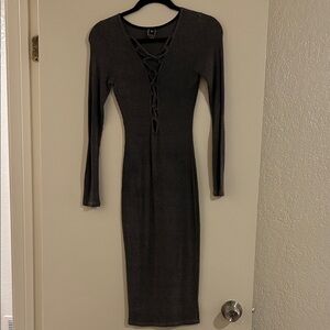 Windsor Dark Gray Knit Bodycon Dress Small